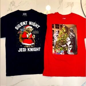 Lot of (2) Official Star Wars Christmas Shirts, Size Medium